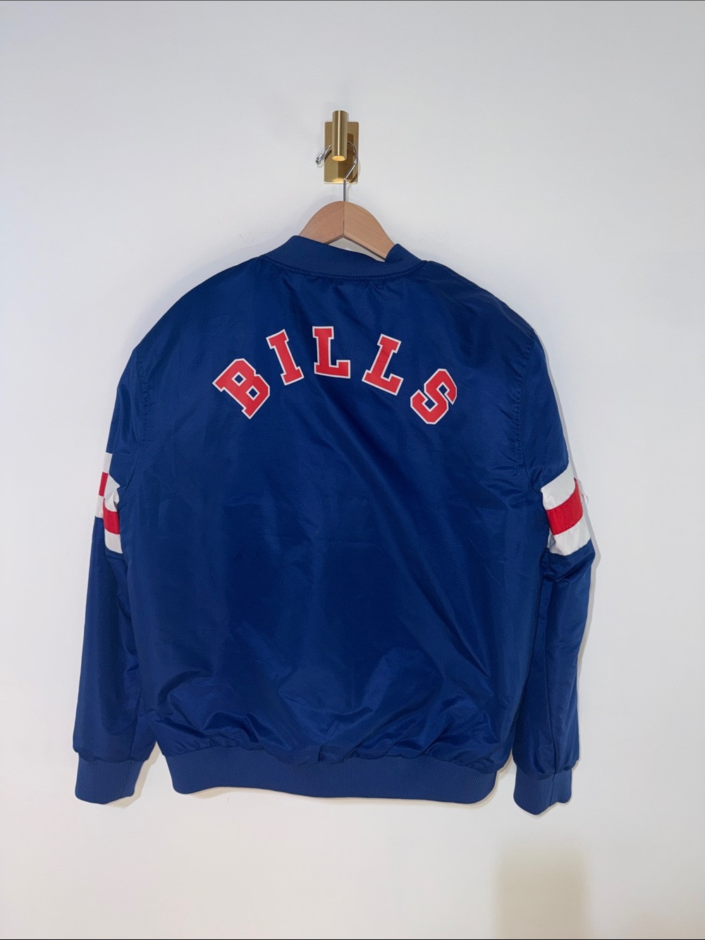 NFL Team Apparel Blue 'Buffalo Bills' Varsity Bomber with Red & White Accents M